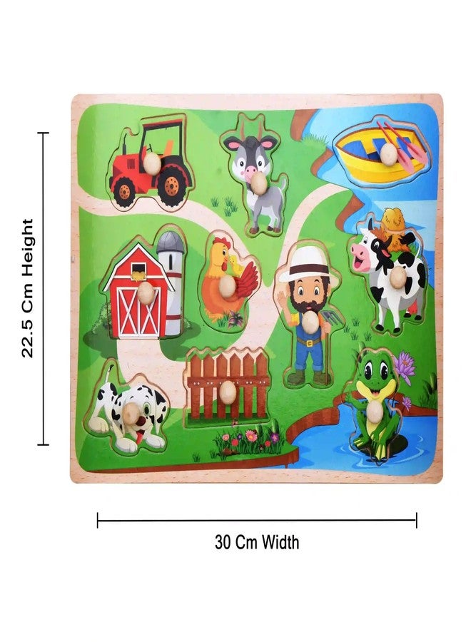 NEKSTY Wooden 10 Pieces Farm Themed Pegged Knob Toy - Image 4